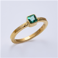 One of a Kind Playa Ring with Square Emerald in Emerald